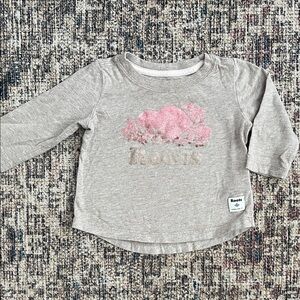 Roots Kids Light Gray and Pink Long Sleeve Tee